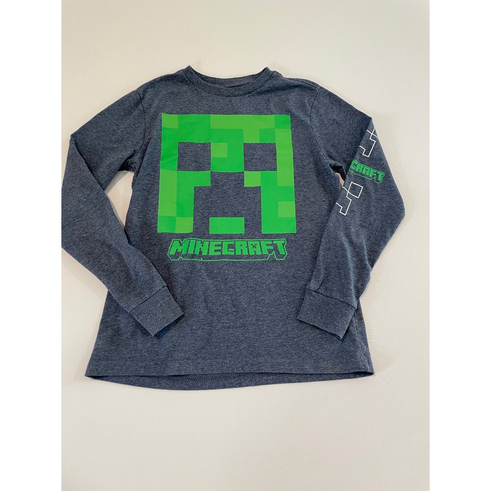 Mojang Youth L (10/12) Minecraft Long Sleeve Top – Gray